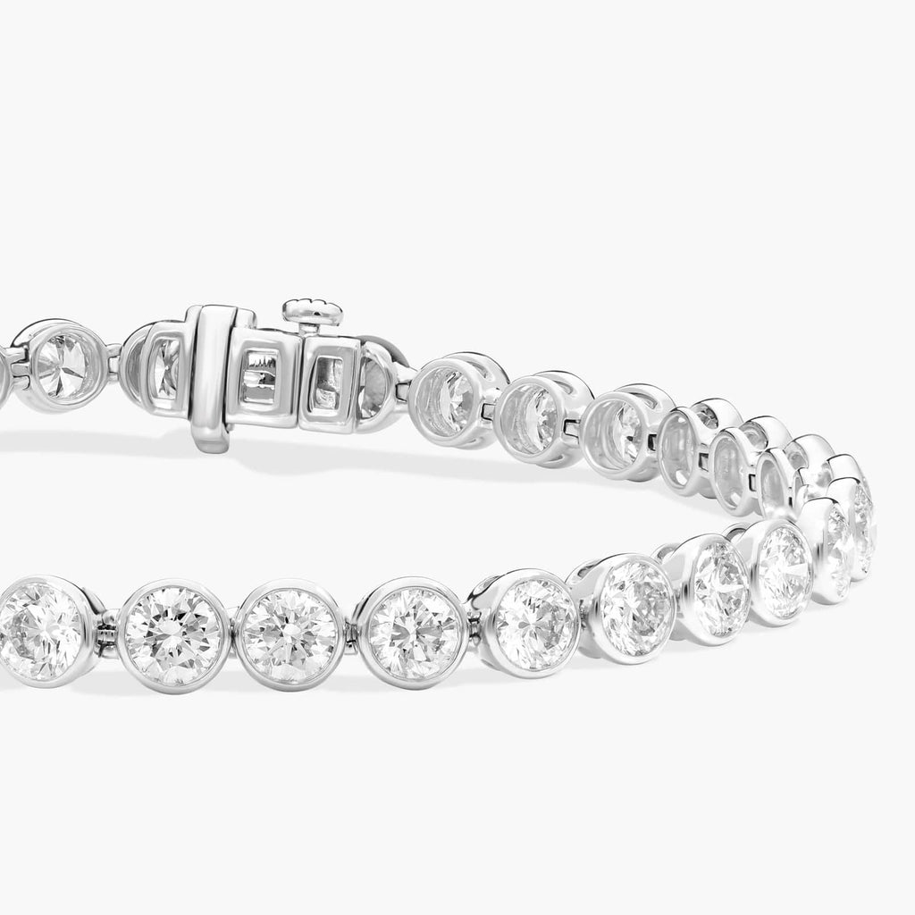 Moissanite Tennis Bracelet – 10 Carat Round Cut Moissanite Stones | 14K Gold Plated Bezel Set