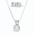 Moissanite Stud Earrings | Pendant Necklace Set in 14K White Gold – Sparkling Jewelry