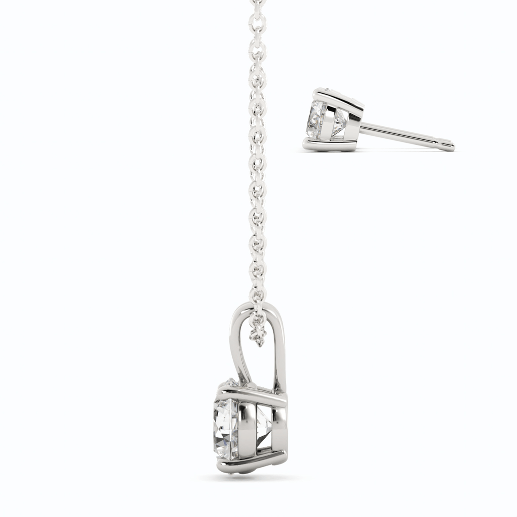 Moissanite Stud Earrings | Pendant Necklace Set in 14K White Gold – Sparkling Jewelry
