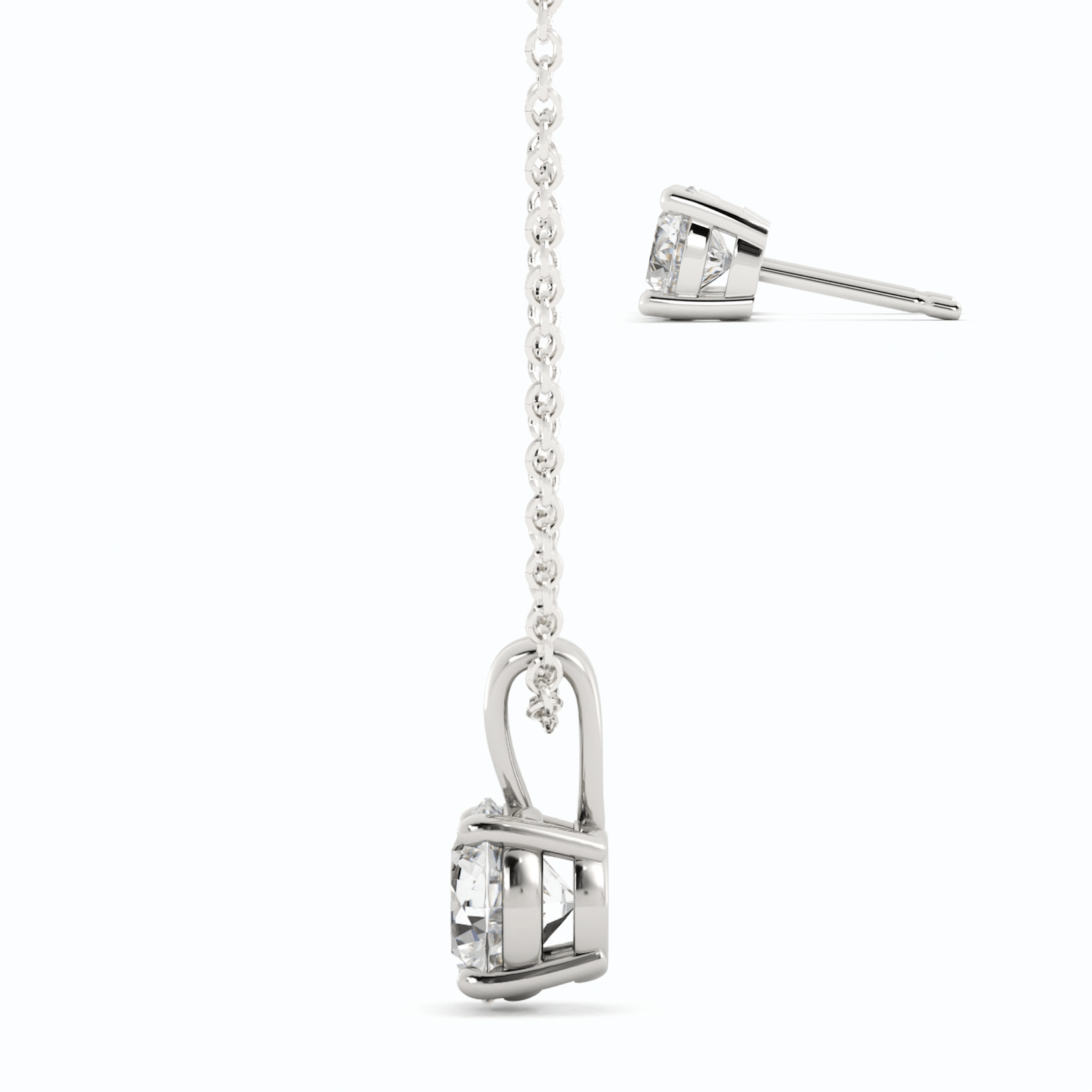 Moissanite Stud Earrings | Pendant Necklace Set in 14K White Gold – Sparkling Jewelry