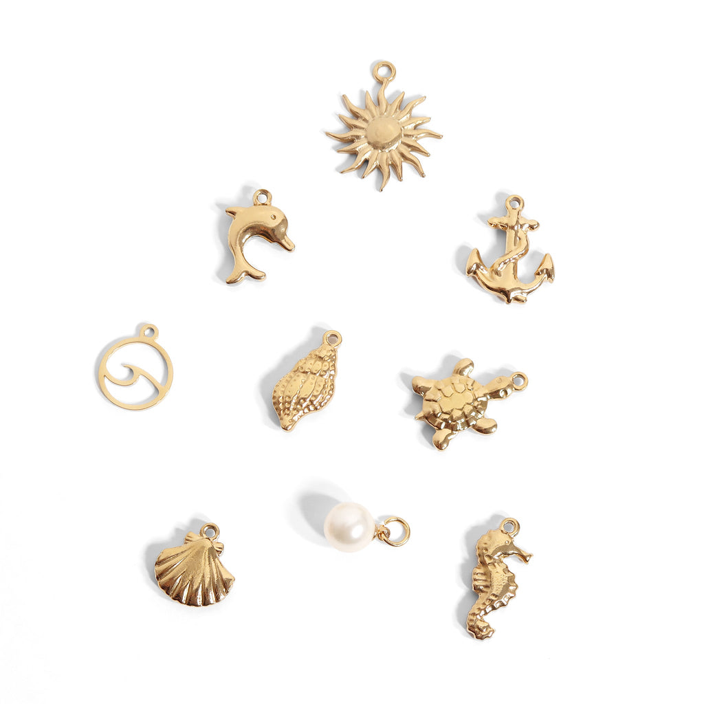 Gold Wave Charm – Durable 18K Gold Pendant | Stainless Steel, Ocean Resistant
