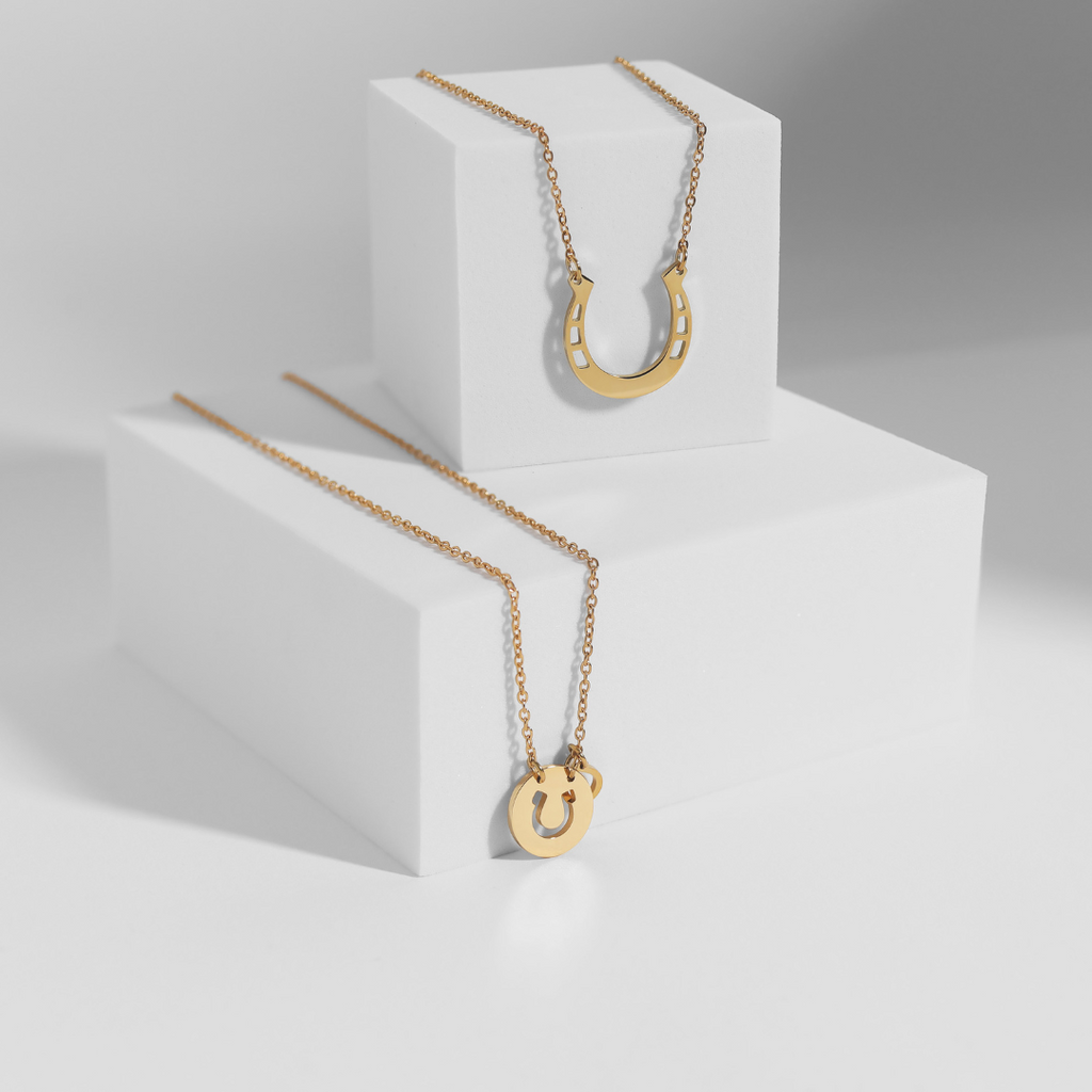 Engraved Horseshoe Necklace - 18" Stainless Steel Pendant With 2" Extender