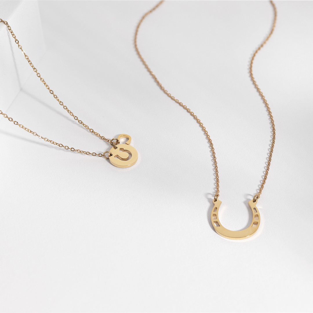 Engraved Horseshoe Necklace - 18" Stainless Steel Pendant With 2" Extender