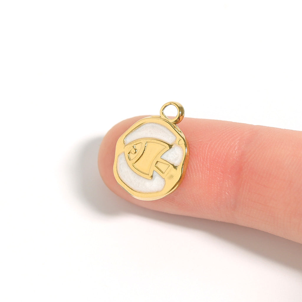 Gold Fish Charm – 18K Gold Pendant with White Epoxy | Waterproof Non-Tarnish Jewelry