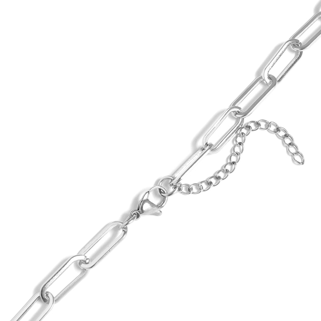 Engraved Gold Necklace – 18K Gold PVD Paperclip Chain with Engraved Bar Pendant