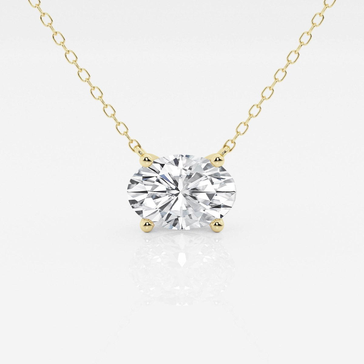 Lab Grown Diamond Pendant – 2 Carat Oval Cut Solitaire Necklace in 14k Gold