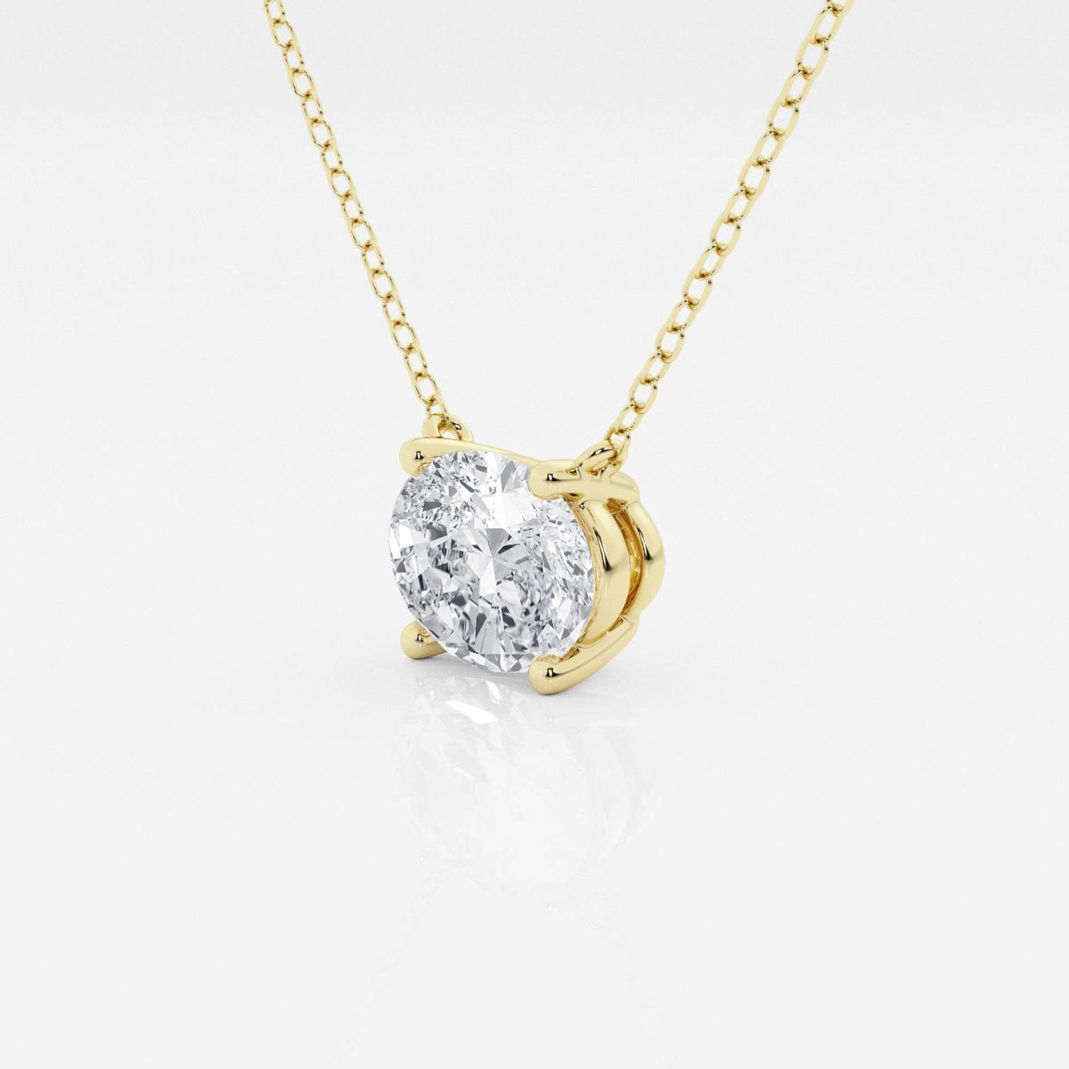 Lab Grown Diamond Pendant – 2 Carat Oval Cut Solitaire Necklace in 14k Gold
