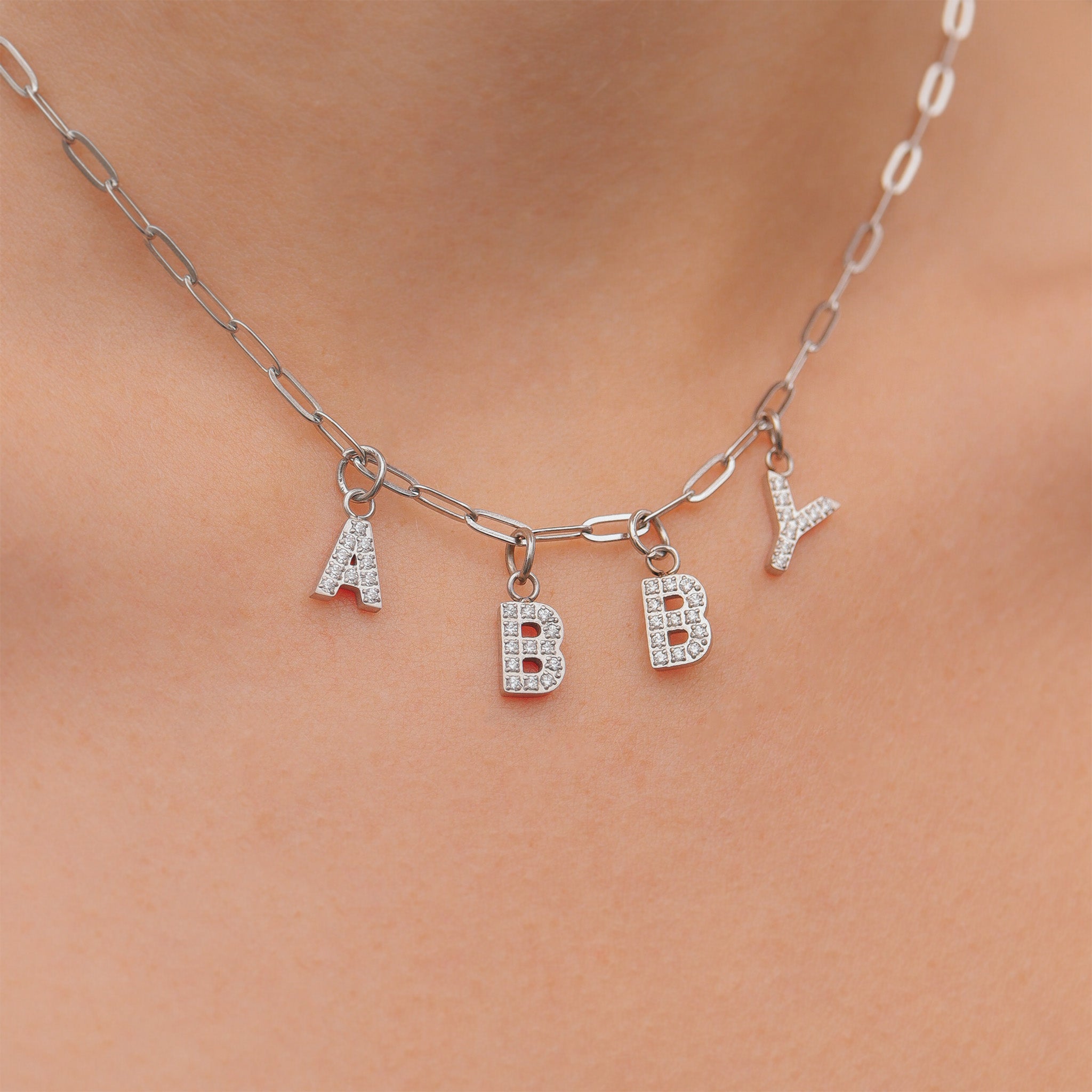 Initial Letter Charms – Durable Stainless Steel Pavé Set Sparkling CZ Pendants