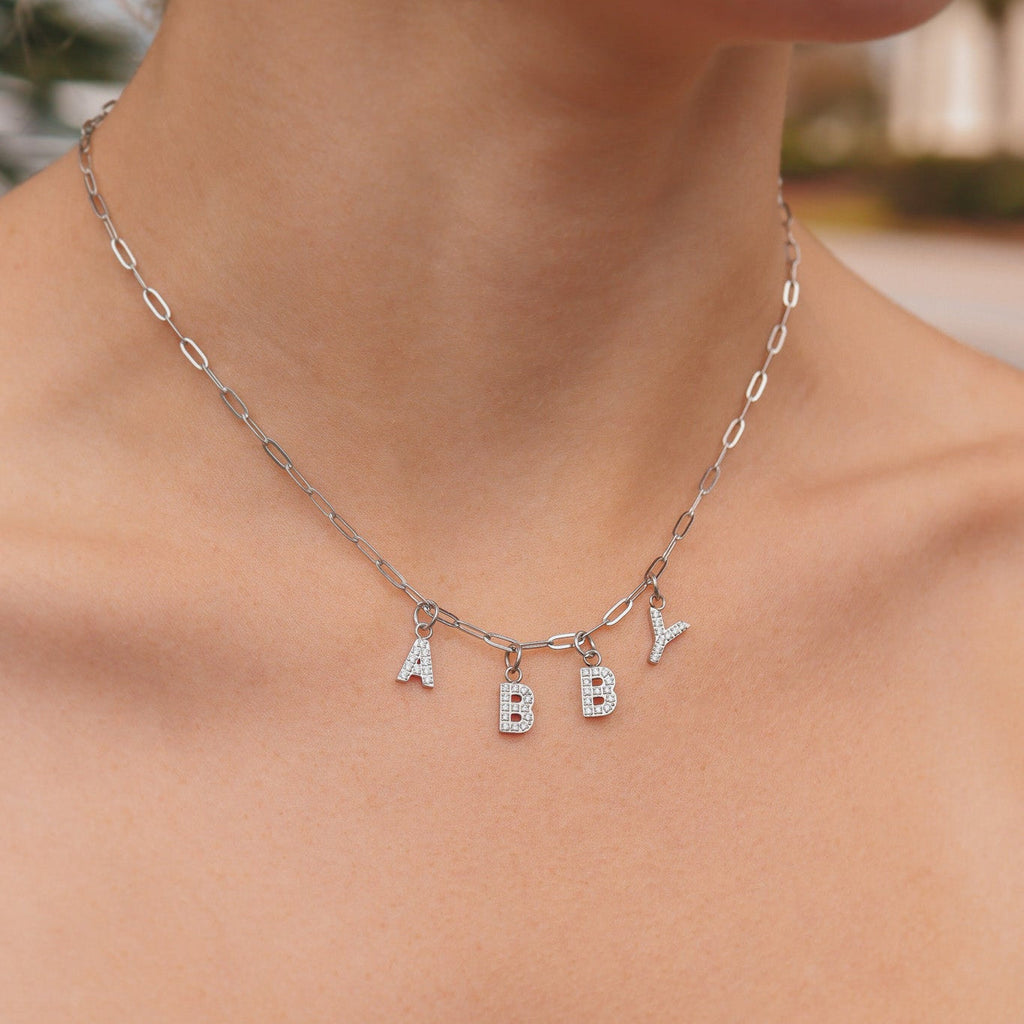 Initial Letter Charms – Durable Stainless Steel Pavé Set Sparkling CZ Pendants