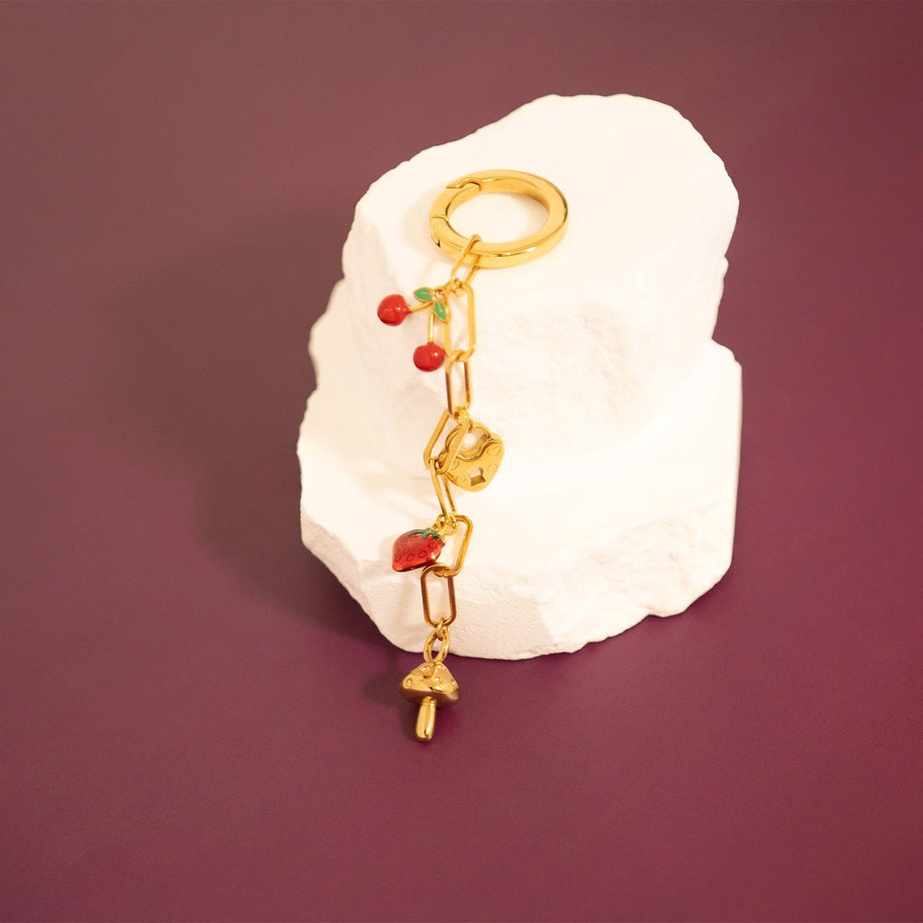18K Gold Strawberry Charm – Stainless Steel Epoxy Fruit Pendant | Non Tarnish Finish