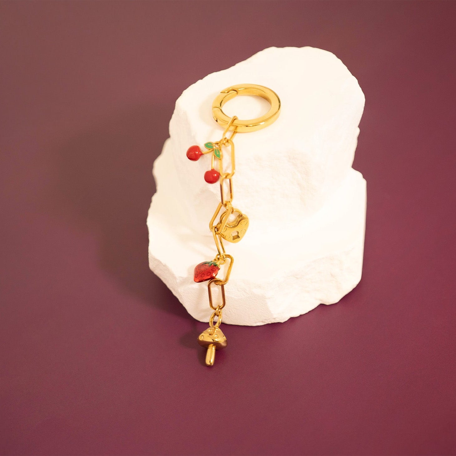 18K Gold Strawberry Charm – Stainless Steel Epoxy Fruit Pendant | Non Tarnish Finish