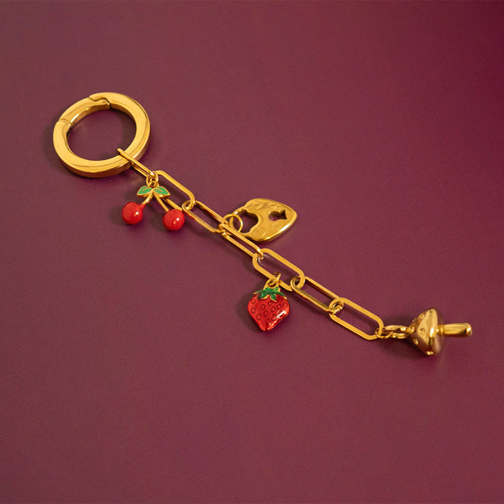 18K Gold Strawberry Charm – Stainless Steel Epoxy Fruit Pendant | Non Tarnish Finish
