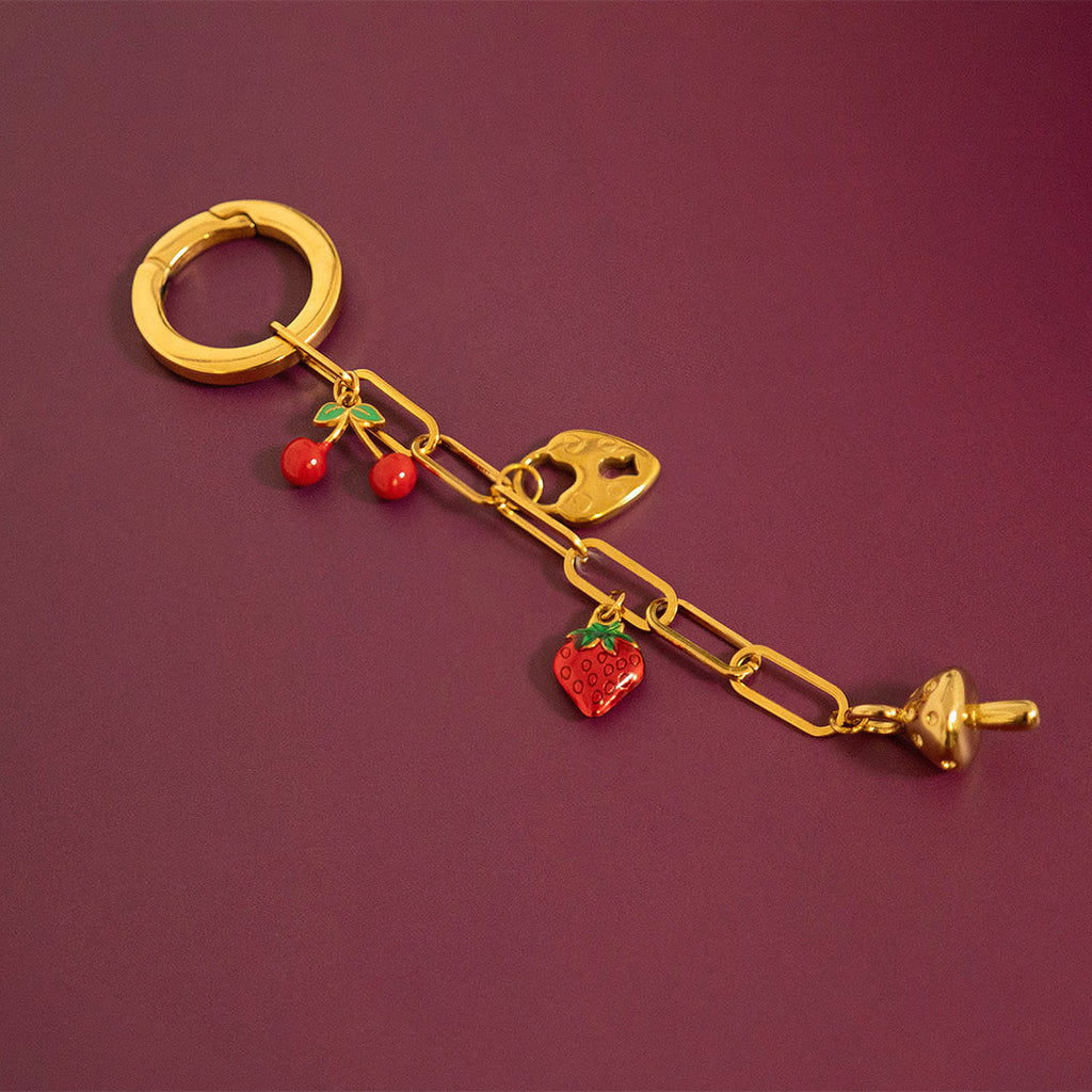 18K Gold Cherry Charm – Stainless Steel Epoxy Pendant | Scratch Resistant PVD Jewelry