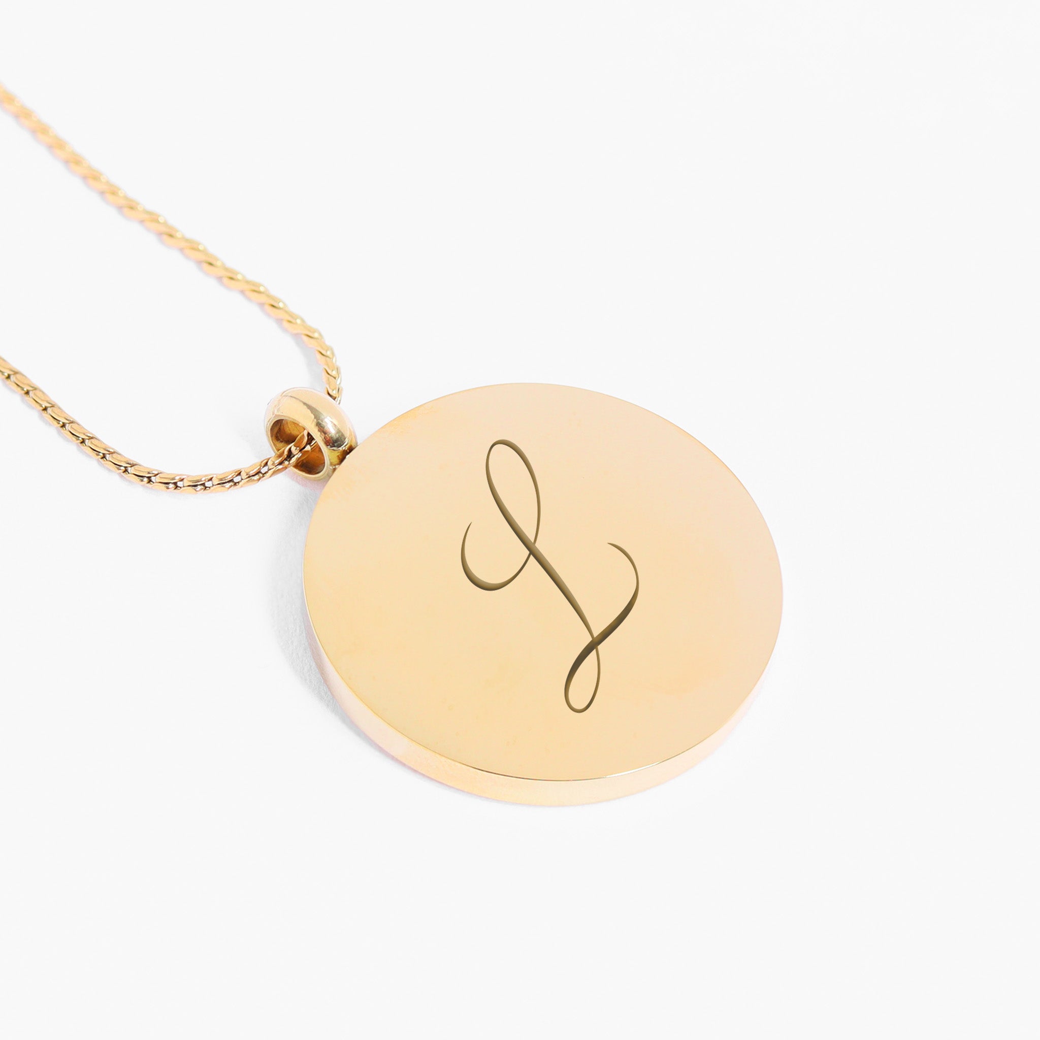 Gold Stainless Steel Pendant – Engraving Round Charm with PVD Coating Finish