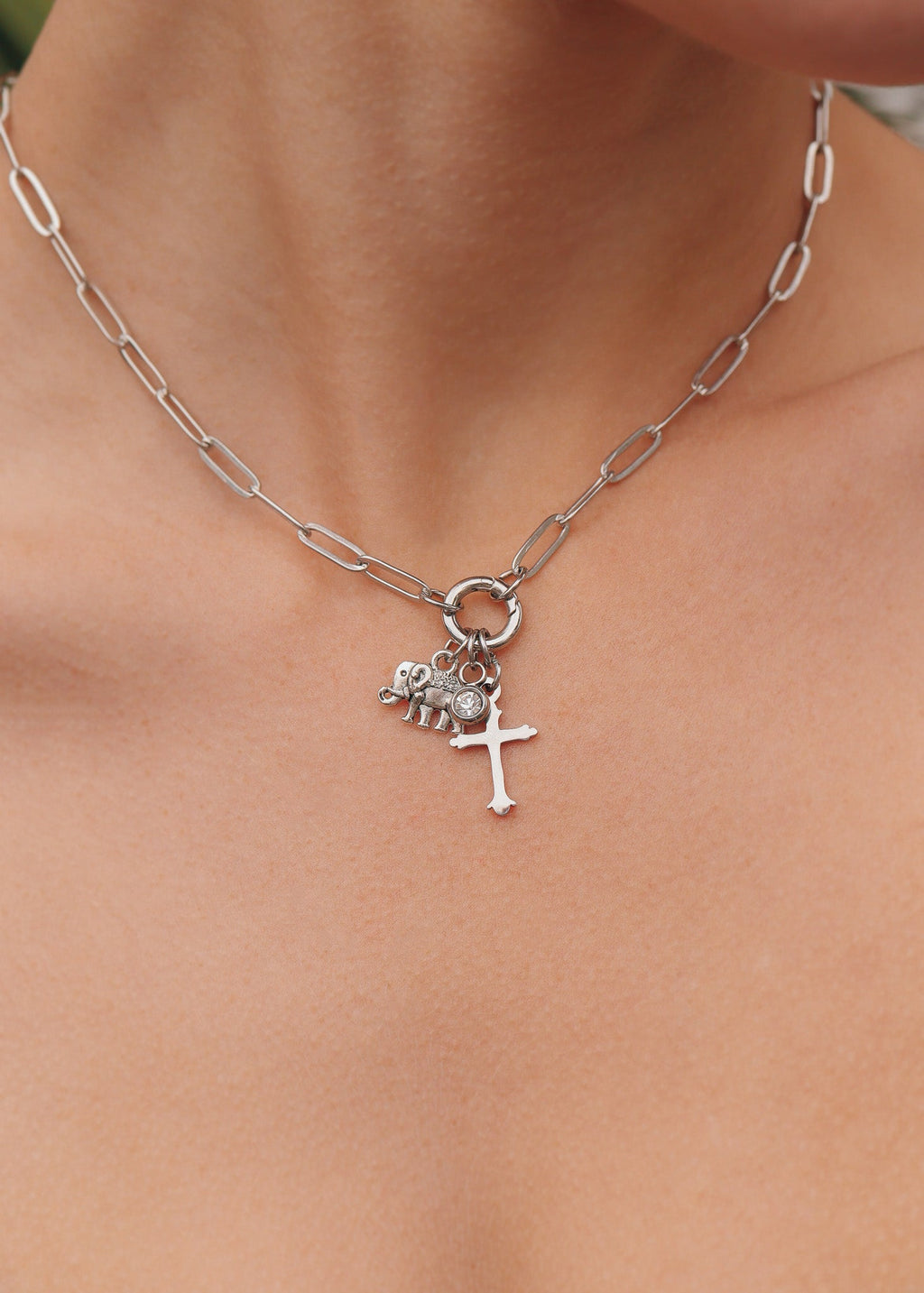 Paperclip Charm Keeper Necklace Lifestyle
