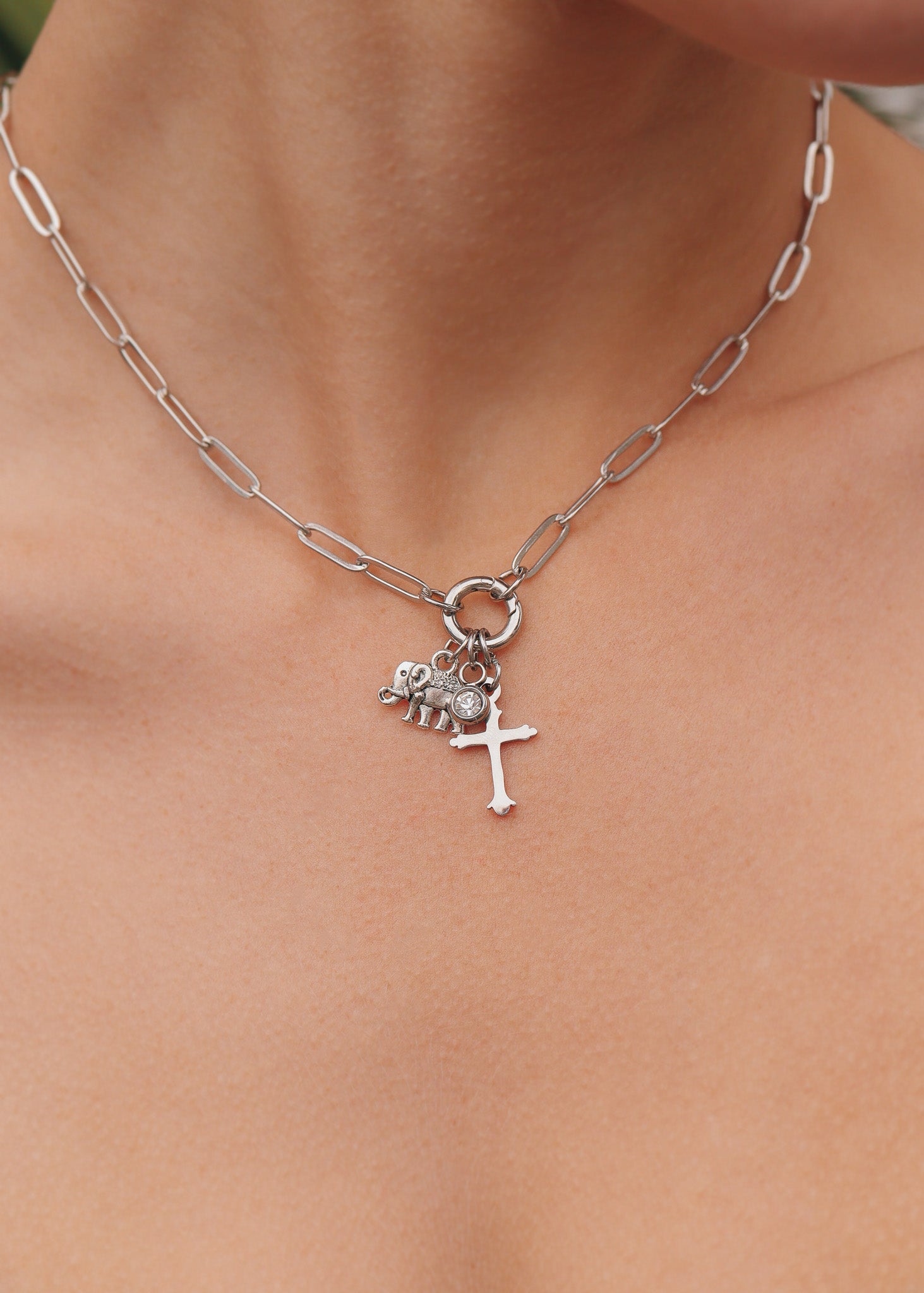 Paperclip Charm Keeper Necklace Lifestyle