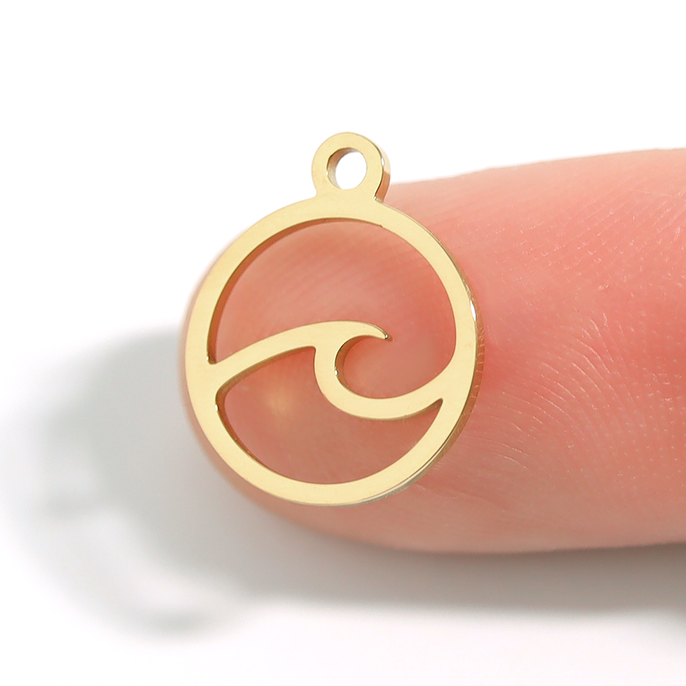 Gold Wave Charm – Durable 18K Gold Pendant | Stainless Steel, Ocean Resistant