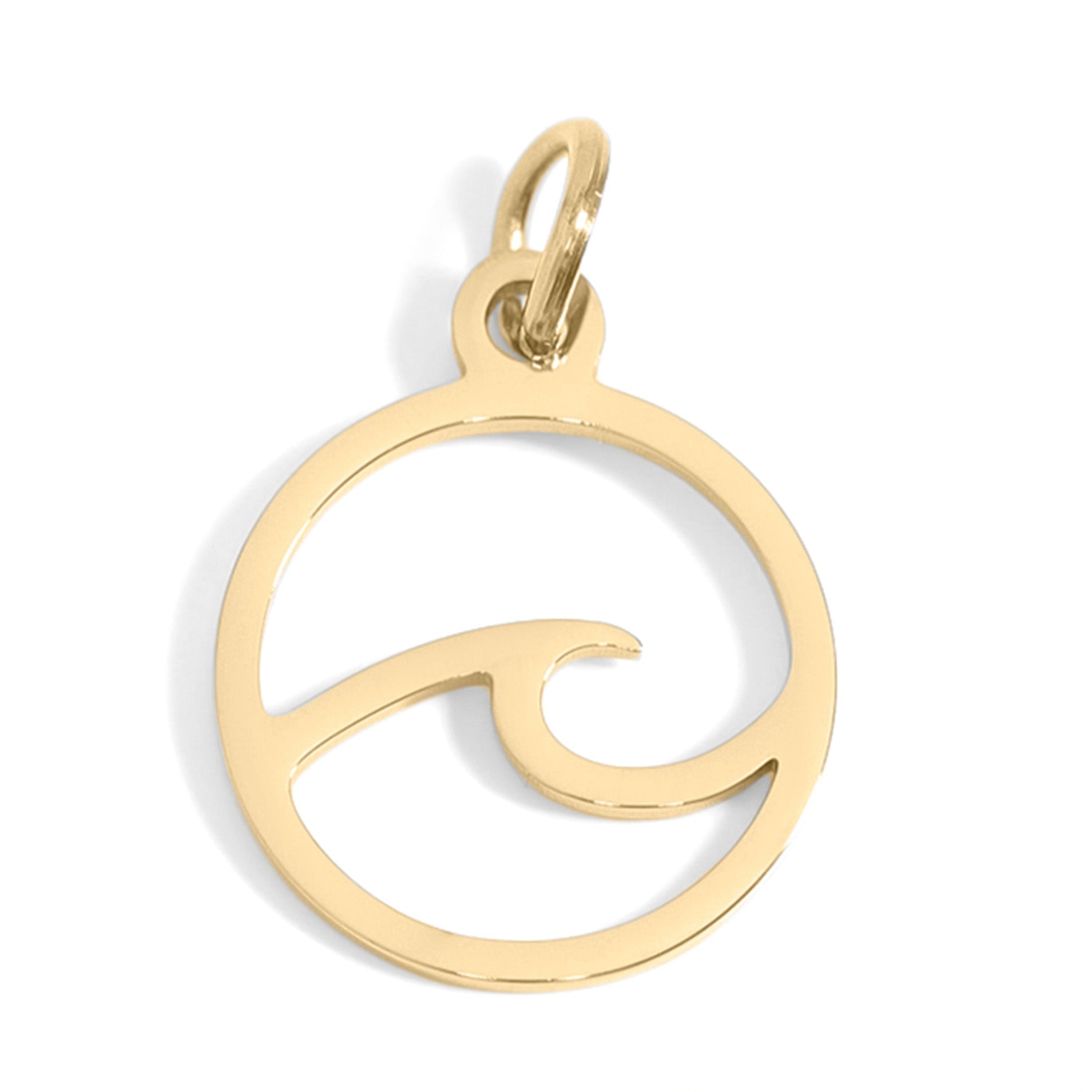 Gold Wave Charm – Durable 18K Gold Pendant | Stainless Steel, Ocean Resistant