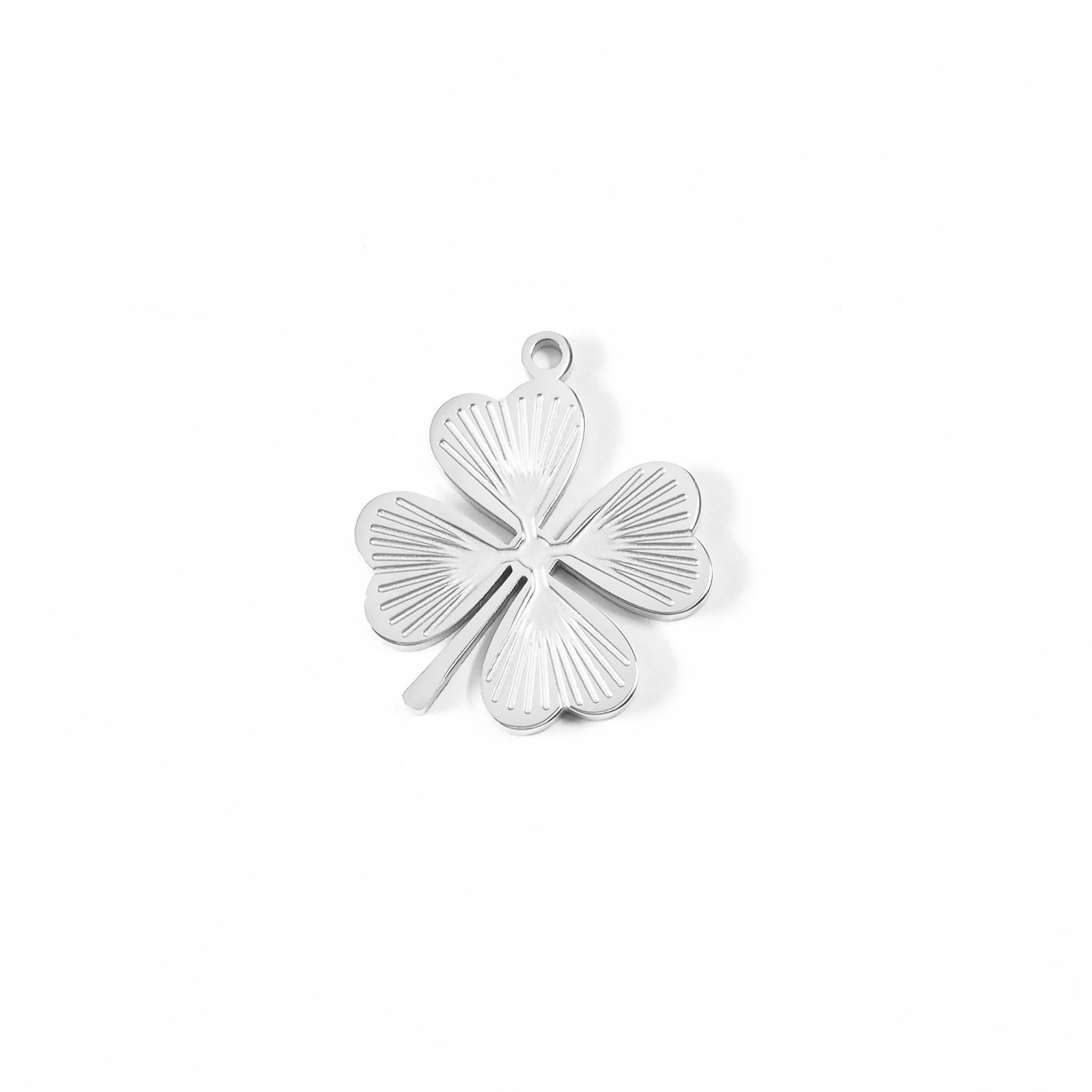 Four Leaf Clover Charm – 18K Gold PVD Stainless Steel Sunburst Design Jewelry Accent