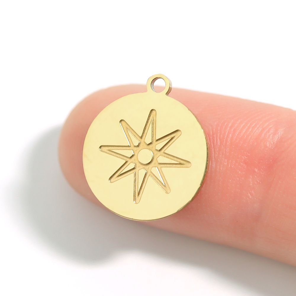 18K Gold Charm – Stainless Steel Atomic Circle Pendant | Waterproof Hypoallergenic Jewelry