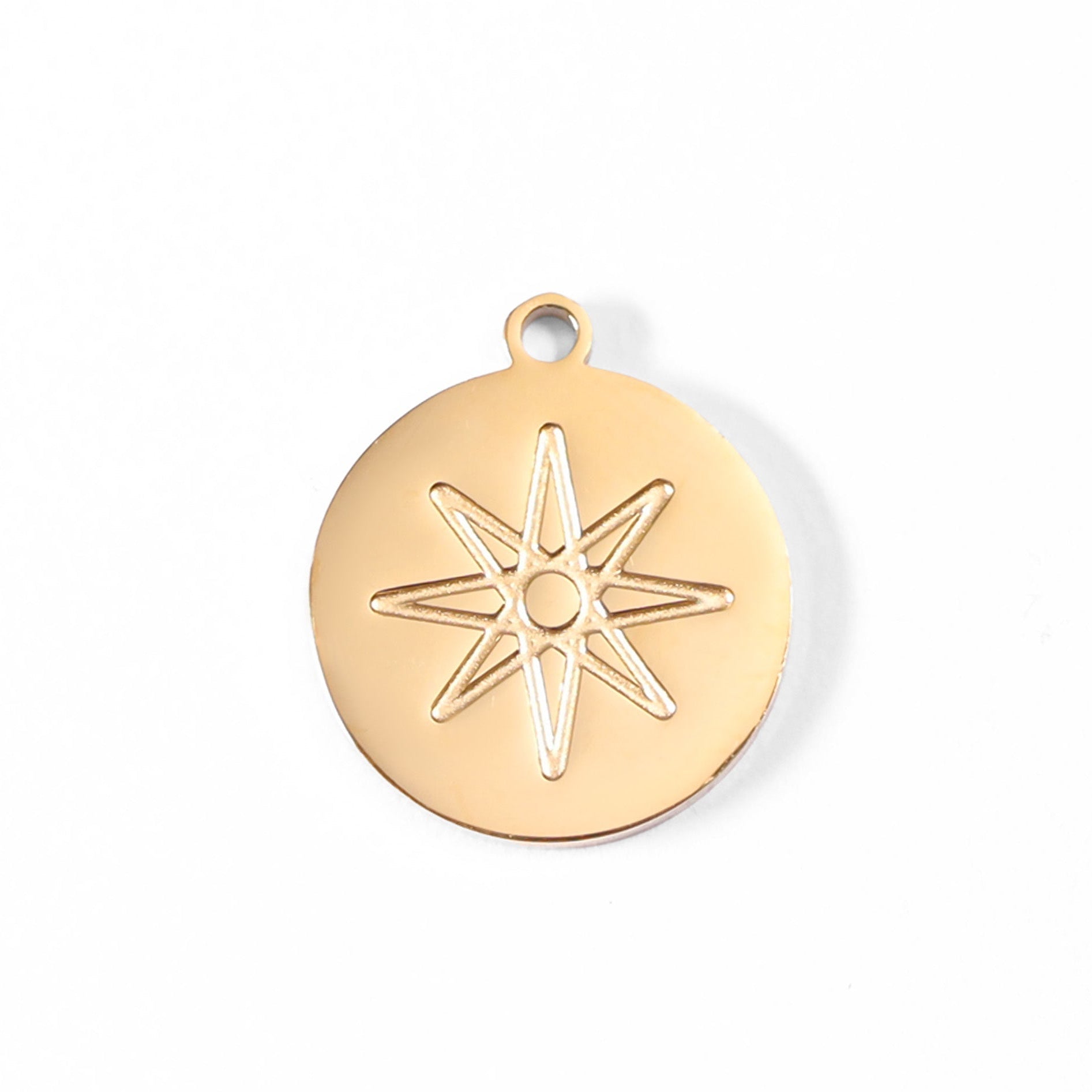 18K Gold Charm – Stainless Steel Atomic Circle Pendant | Waterproof Hypoallergenic Jewelry
