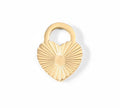 Gold Heart Lock Charm – 18K Gold PVD Stainless Steel Sunburst Pendant