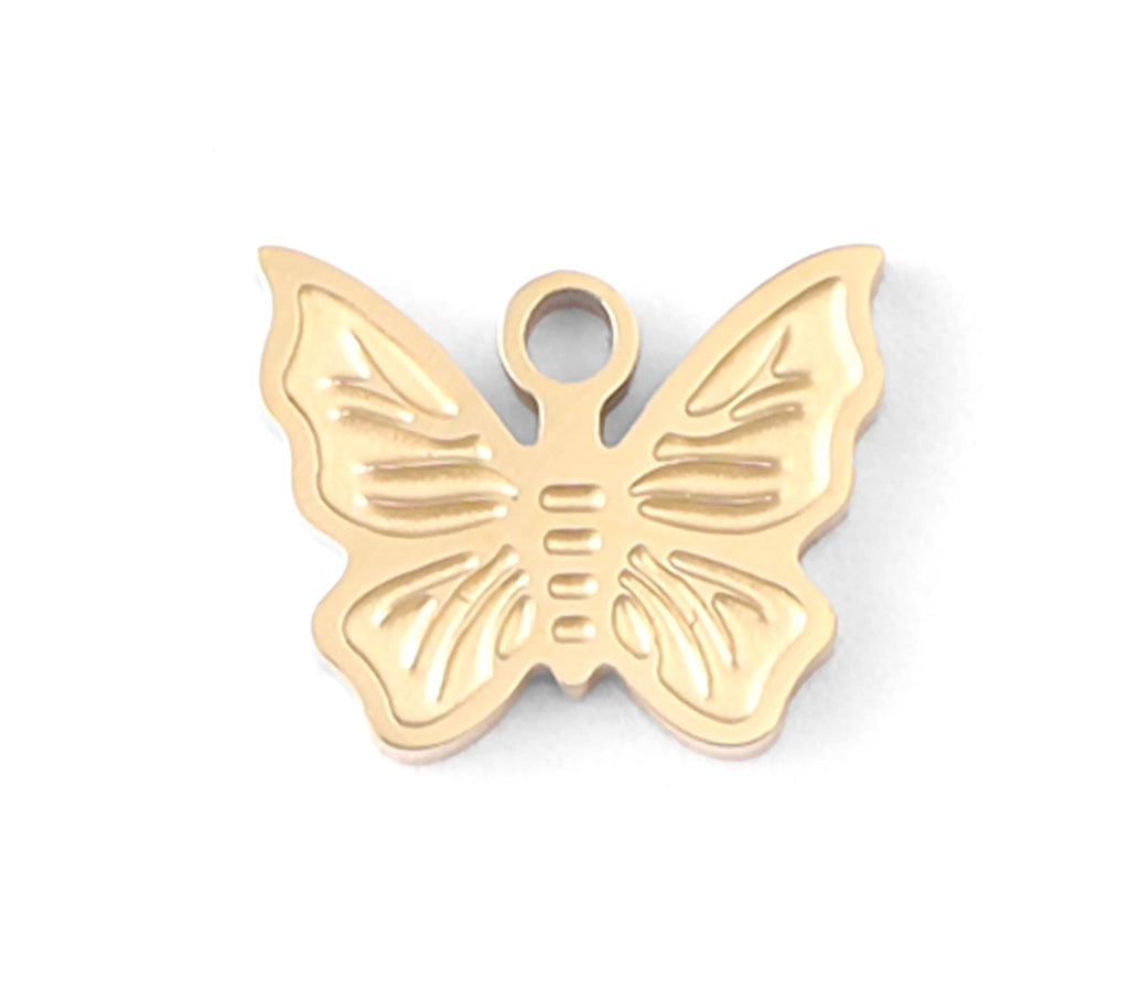 Butterfly Charm 18K Gold Stainless Steel - Dainty Pendant for Bracelets