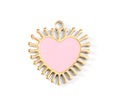Pink Heart Charm - 18K Gold PVD Stainless Steel Sun Ray Pendant Accessory