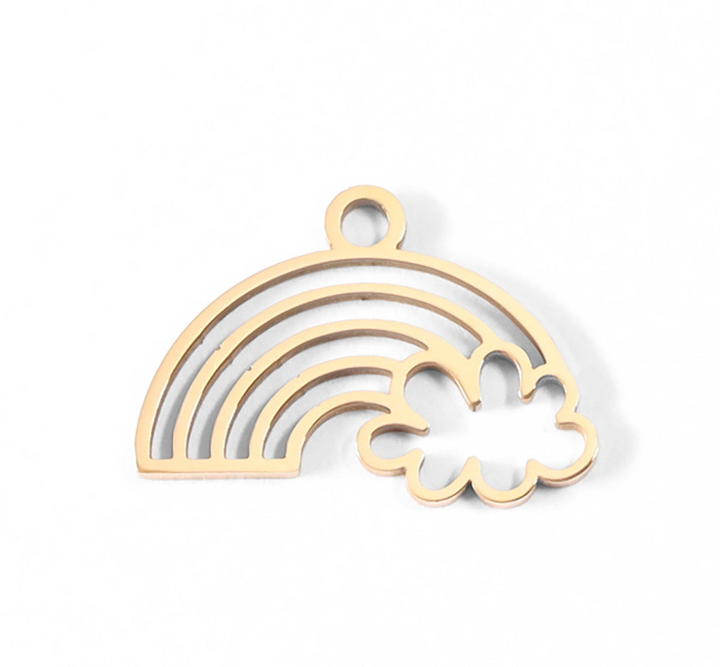Gold Rainbow Charm – 18K Gold Plated Stainless Steel Rainbow Cloud Pendant