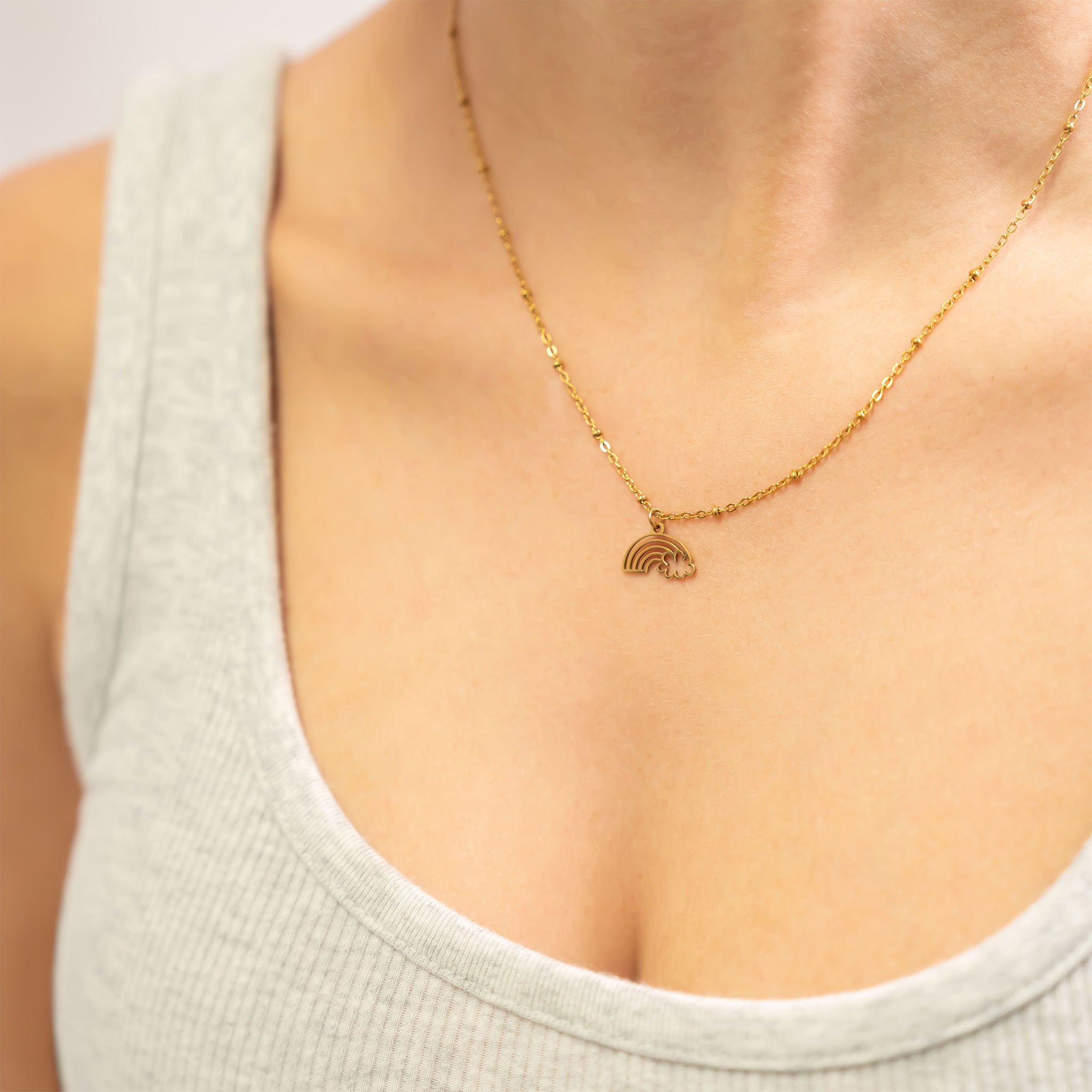Gold Rainbow Charm – 18K Gold Plated Stainless Steel Rainbow Cloud Pendant