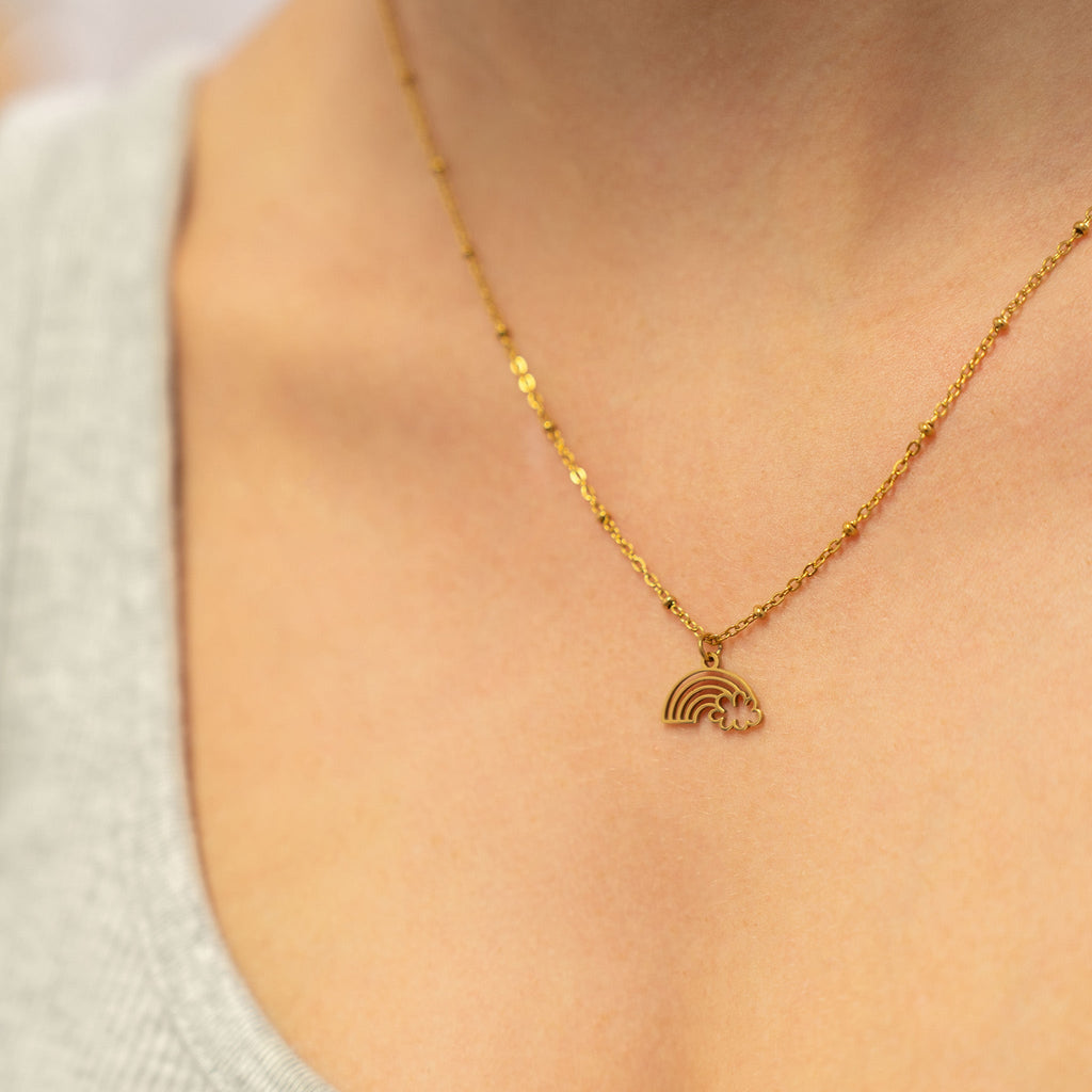 Gold Rainbow Charm – 18K Gold Plated Stainless Steel Rainbow Cloud Pendant