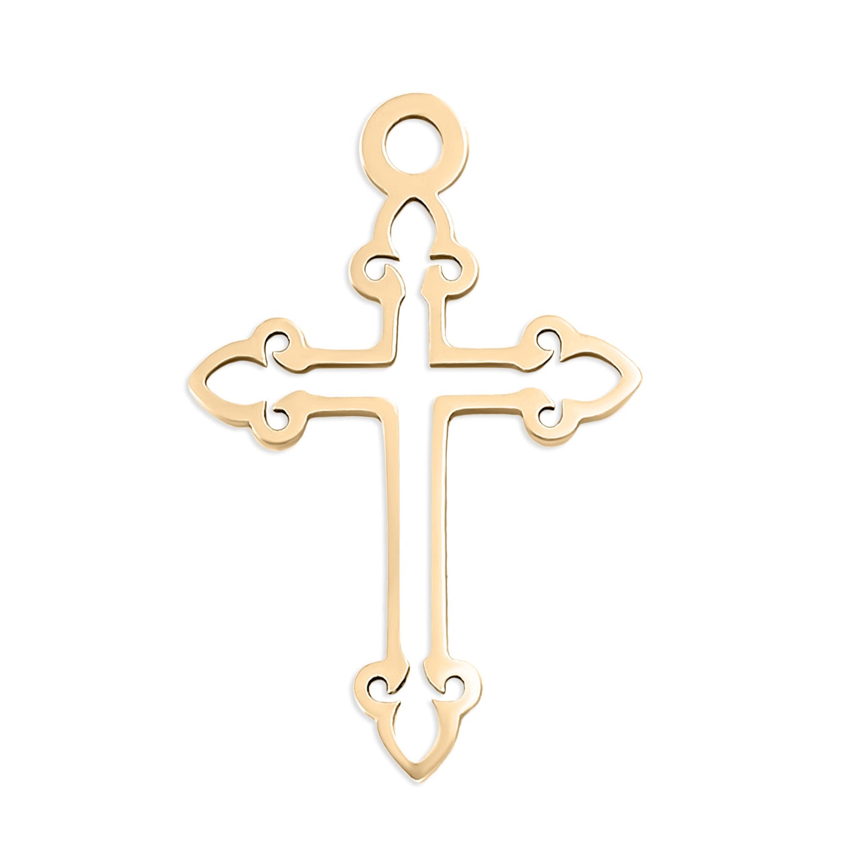18K Gold Cross Charm – PVD Coated Stainless Steel Religious Pendant for Everyday Wear