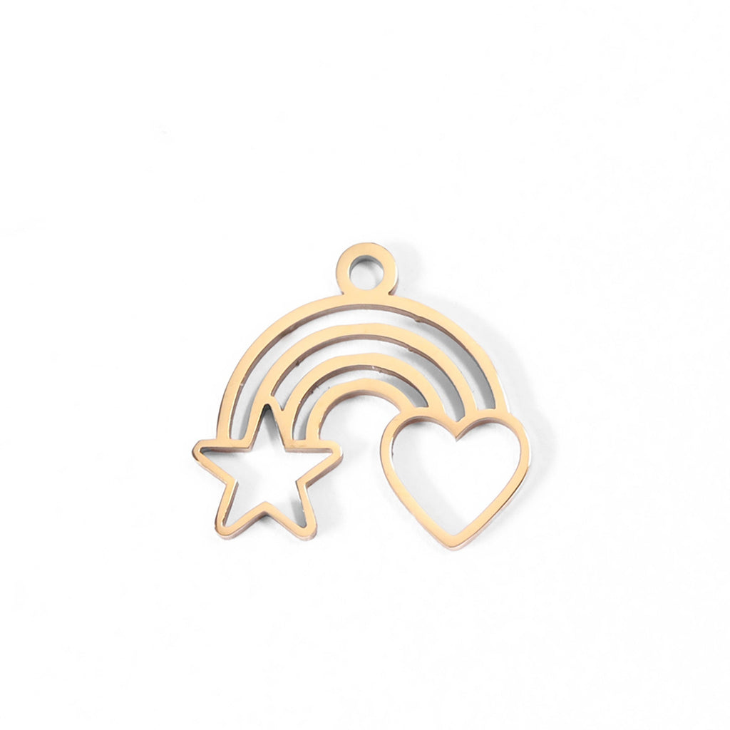 Gold Heart Star Charm – 18K Gold PVD Coated Stainless Steel Pendant for Bracelets
