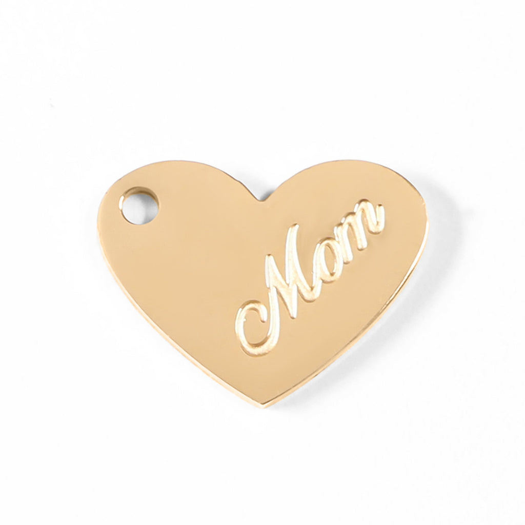 18K Gold Mom Charm – Waterproof Heart Pendant | Hypoallergenic Stainless Steel Jewelry