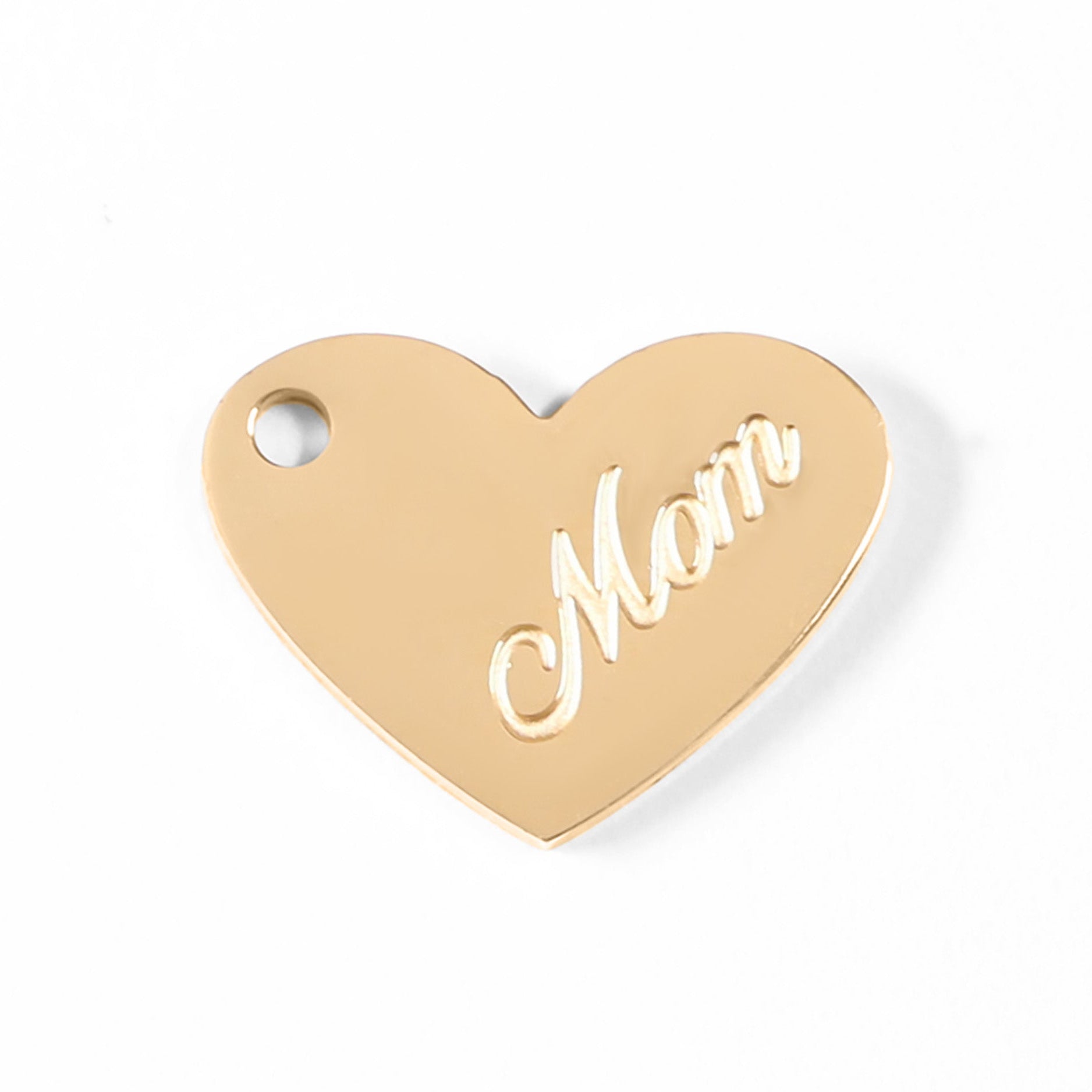 18K Gold Mom Charm – Waterproof Heart Pendant | Hypoallergenic Stainless Steel Jewelry