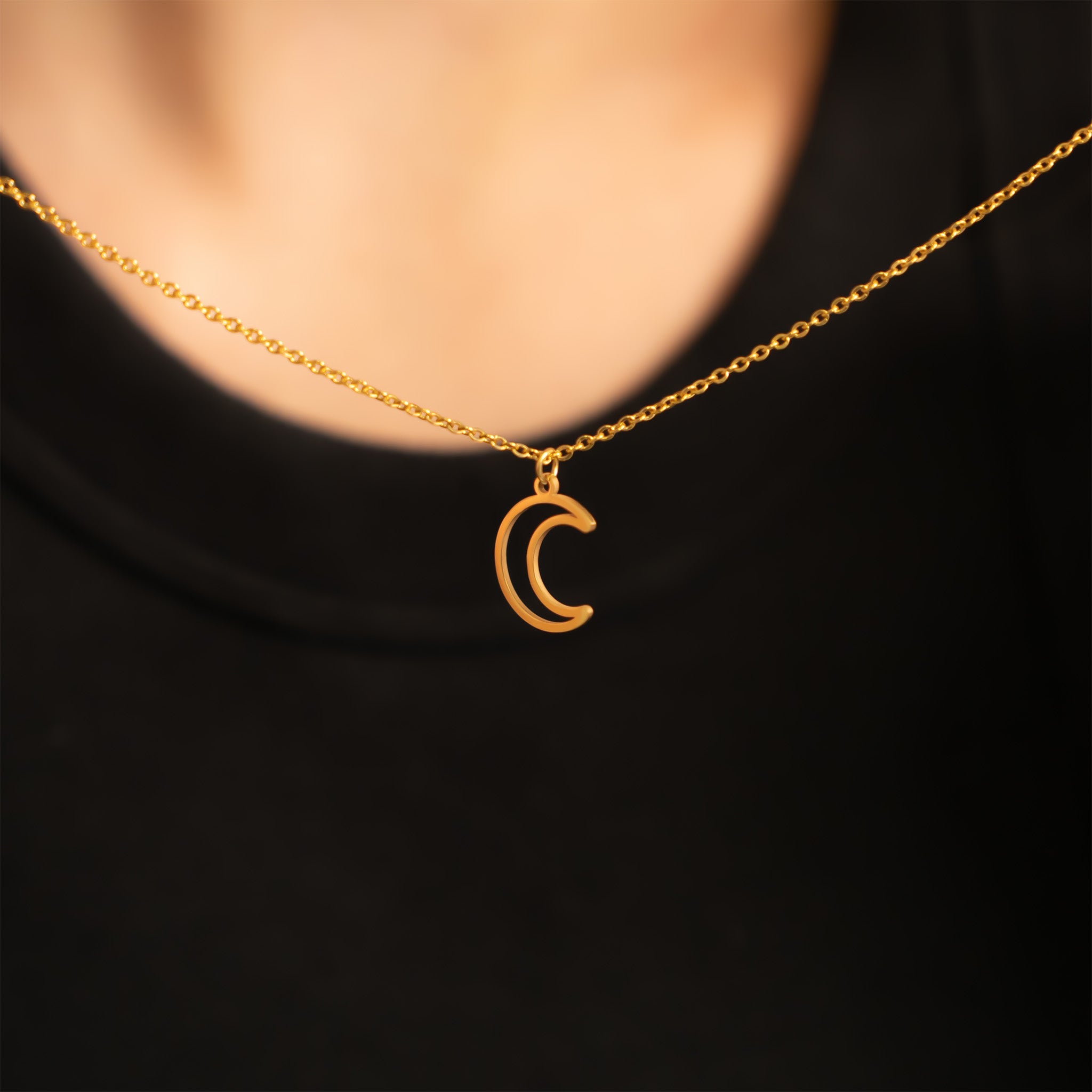 Crescent Moon Charm - Gold Plated 18K Pendant | Stainless Steel Jewelry Waterproof