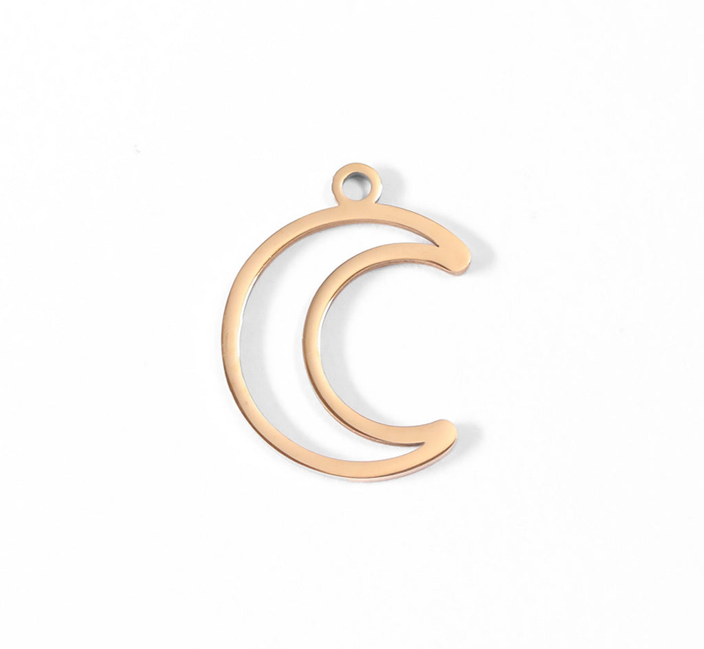 Crescent Moon Charm - Gold Plated 18K Pendant | Stainless Steel Jewelry Waterproof