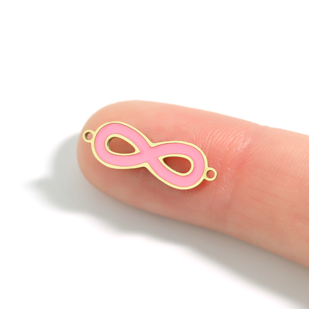 Pink Infinity Charm – 18K Gold PVD Coated Stainless Steel Epoxy Jewelry Accent