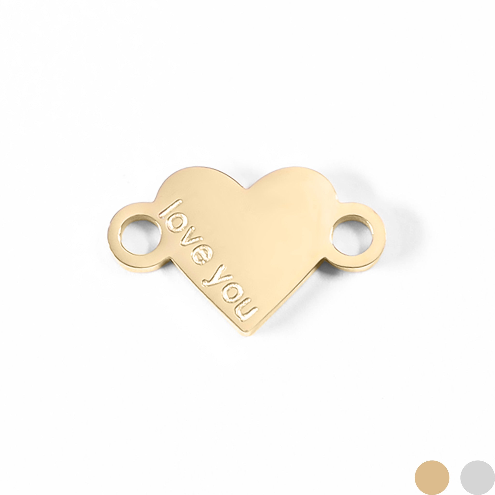 18K Gold Charm - Love You Heart Connector | PVD Coated Stainless Steel Accent