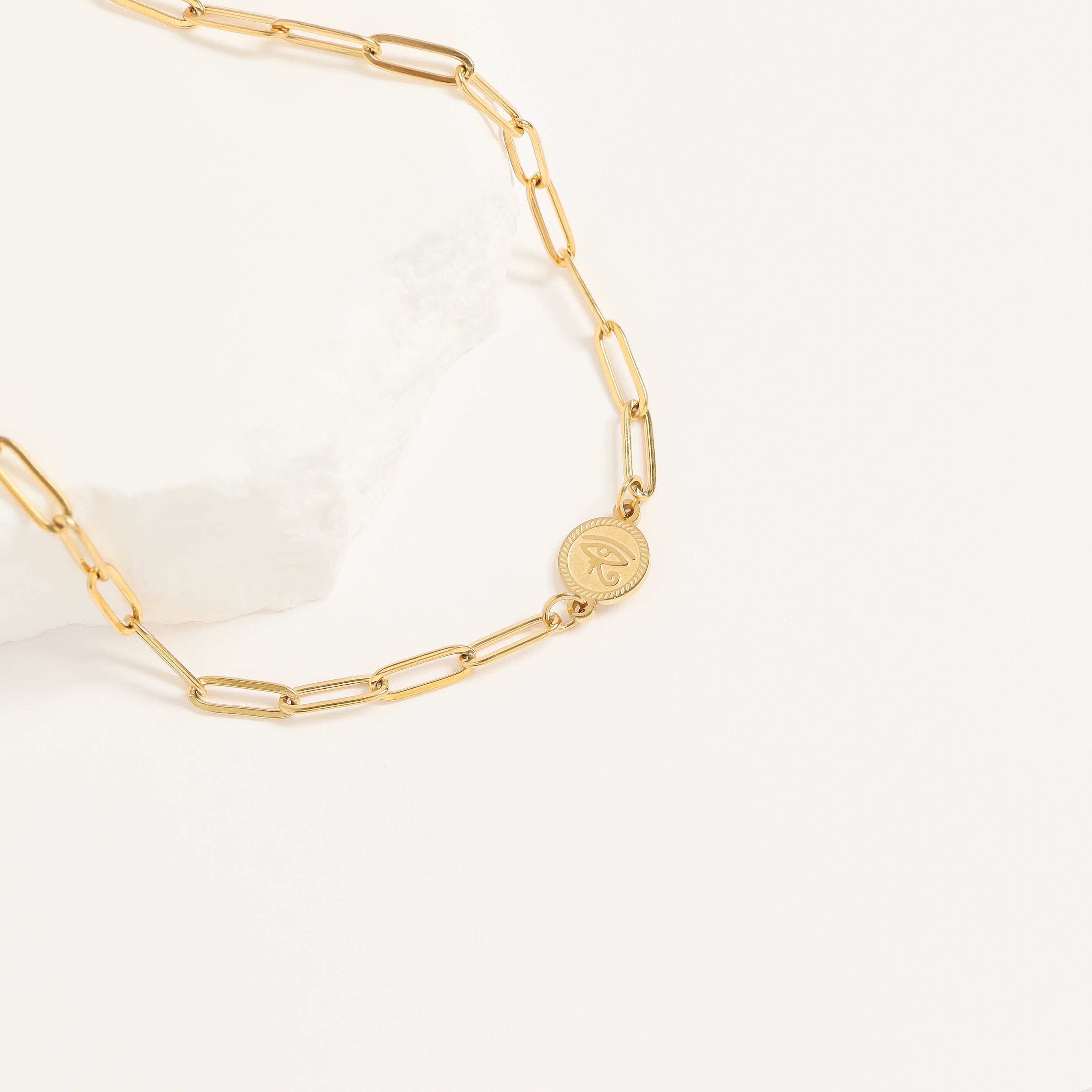 18K Gold PVD Paperclip Connector Chain Necklace