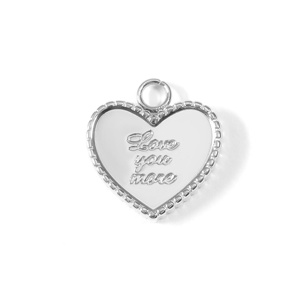 18K Gold Heart Charm – Engraved Love You More Pendant | Durable Stainless Steel Jewelry