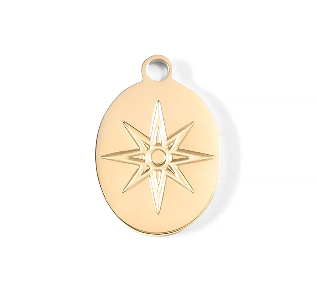 Gold Oval Charm – 18K Gold PVD Coated Stainless Steel Atomic Pendant Accent
