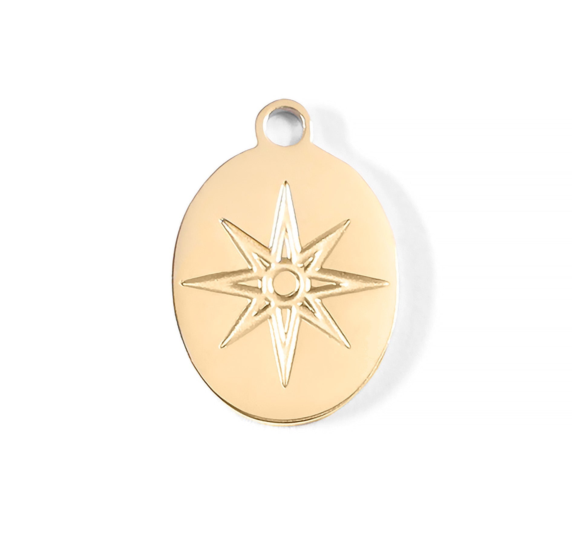 Gold Oval Charm – 18K Gold PVD Coated Stainless Steel Atomic Pendant Accent