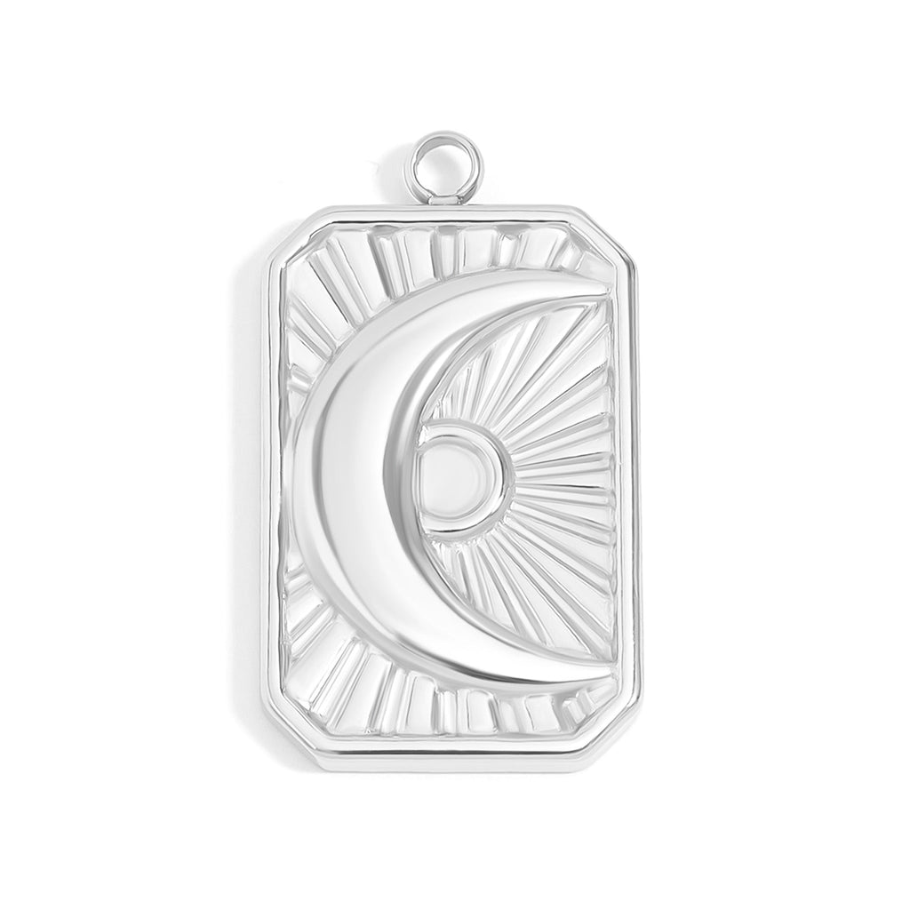 Gold Sunburst Moon Charm – 18K Gold PVD Stainless Steel Pendant Hypoallergenic