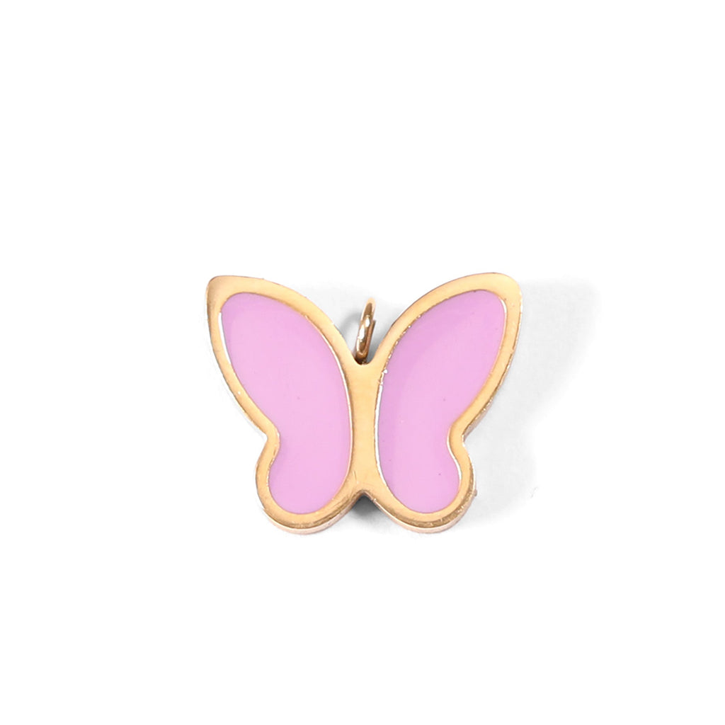 Pink Butterfly Charm – 18K Gold PVD Stainless Steel Waterproof Jewelry Accent