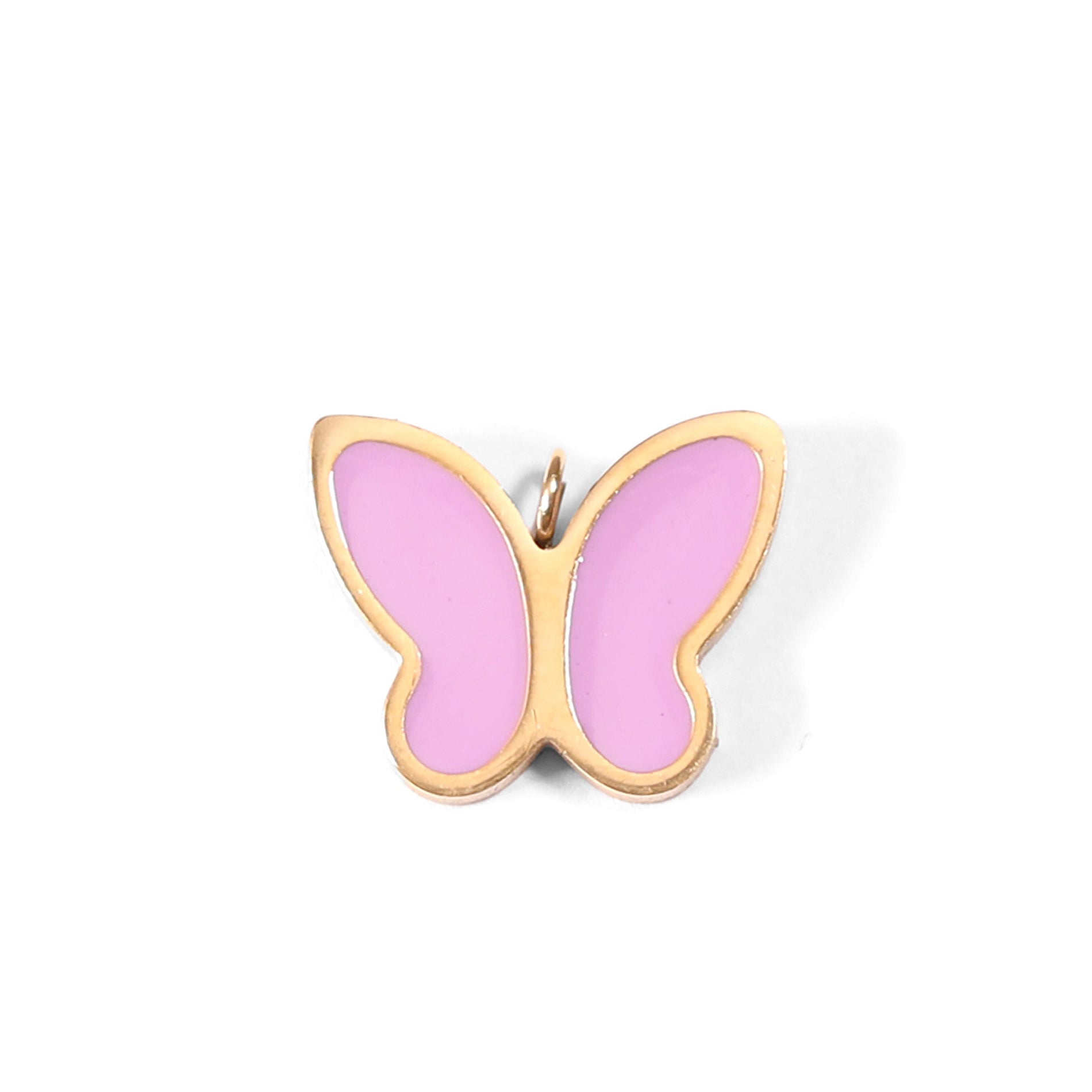 Pink Butterfly Charm – 18K Gold PVD Stainless Steel Waterproof Jewelry Accent