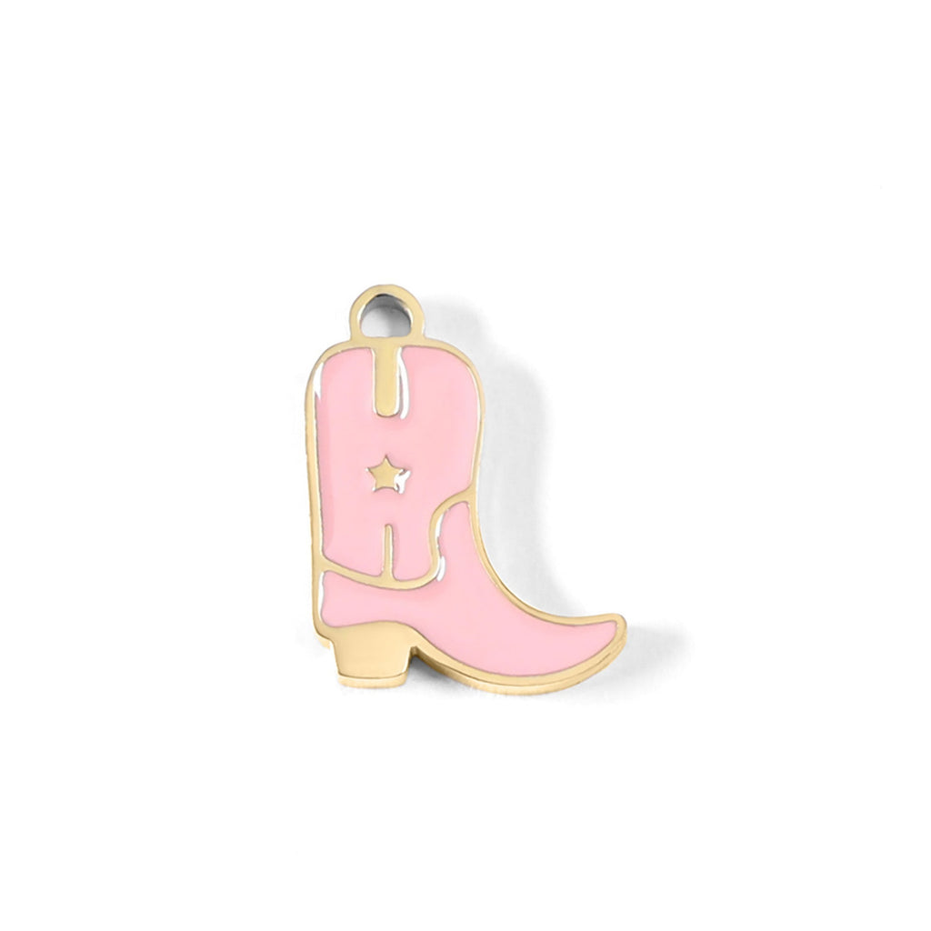 Pink Cowgirl Boot Charm – 18K Gold PVD Coated Stainless Steel Pendant