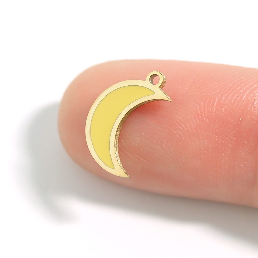 Yellow Crescent Moon Charm – 18K Gold PVD Waterproof Stainless Steel Pendant