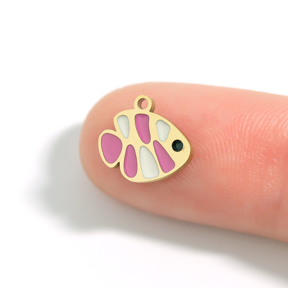 Gold Fish Charm - 18K Gold PVD Coated Stainless Steel Nautical Pendant