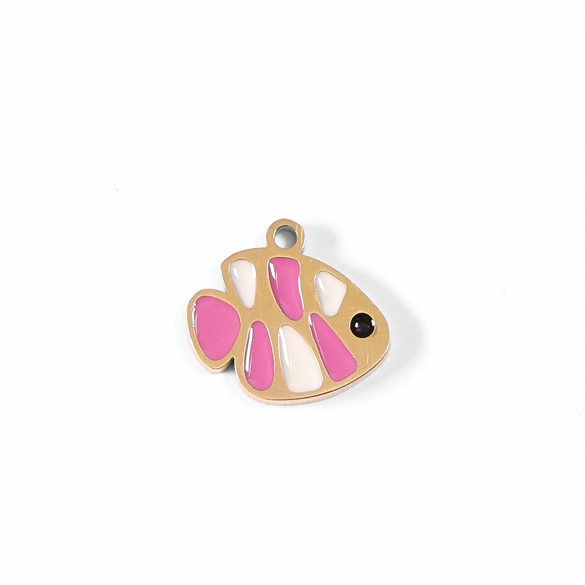 Gold Fish Charm - 18K Gold PVD Coated Stainless Steel Nautical Pendant